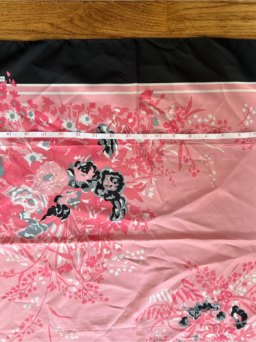Marco Corsari Floral Pink Silk Scarf with Black Border - Picture 3 of 4